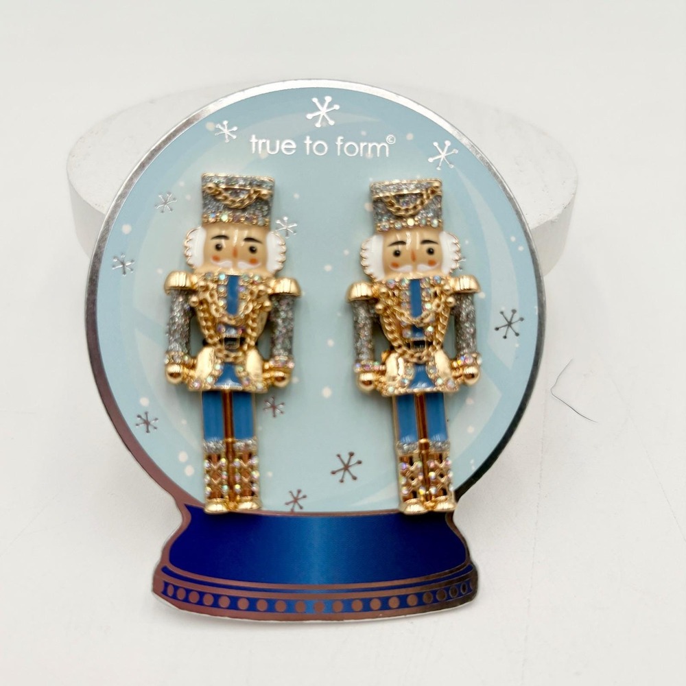 True to Form Nutcracker‎ Earrings Holiday Christmas Festive Rhinestone Dangle